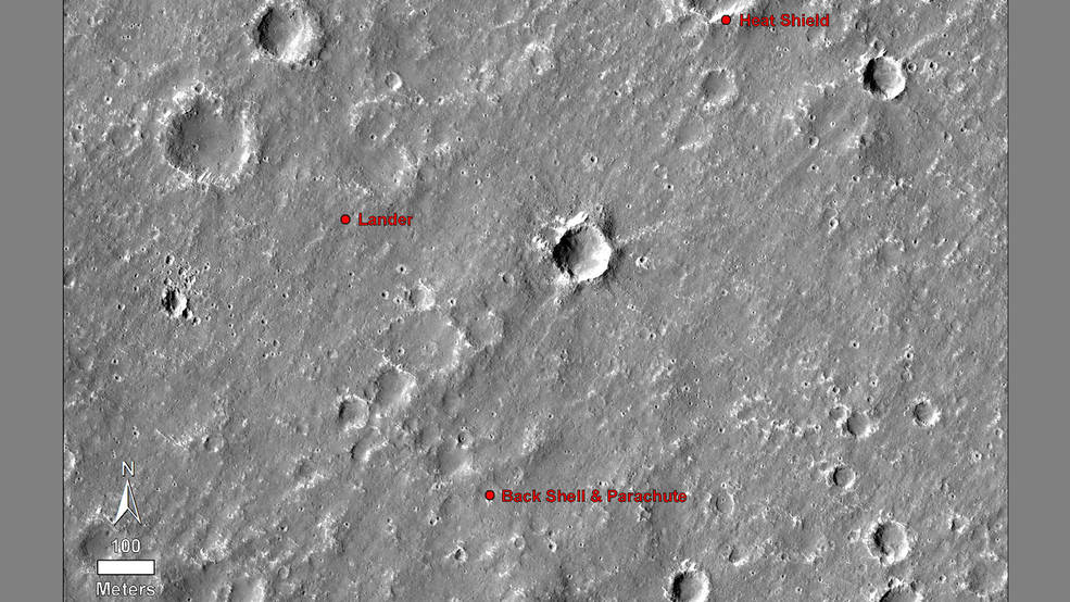 cratered landscape with landing locations labeled