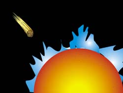 Meteor impacting the sun