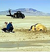 Photo of Genesis recovery site with helicopter