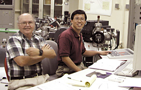 Don Burnett and Ben Jung hard at work at AGU