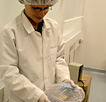 Amy Jurewicz displaying samples