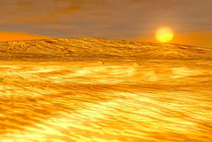 illustrated animation of sunset on venus
