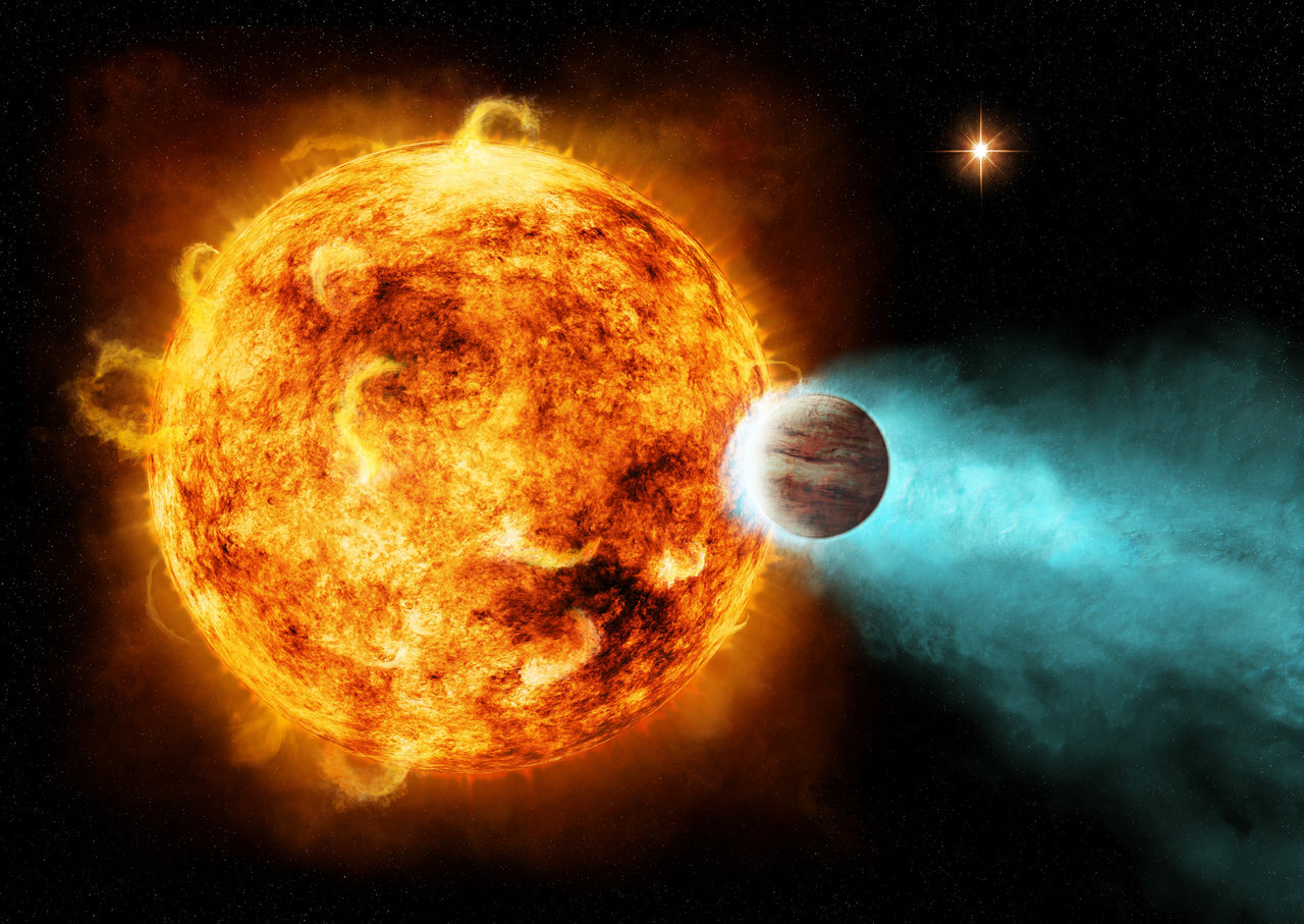 Illustration eines Planeten in unmittelbarer Nähe einer Sonne