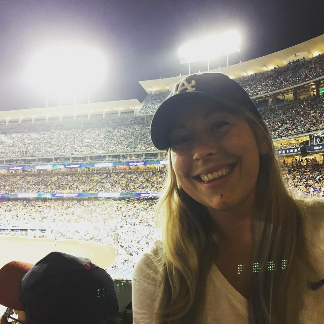 Angela at her first Los Angeles Dodgers game.