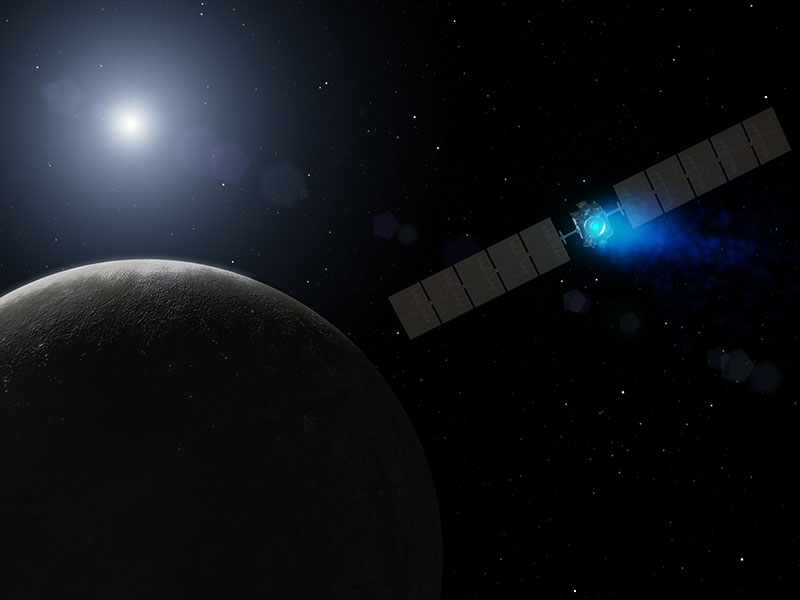 Illustration of Dawn approaching Ceres.