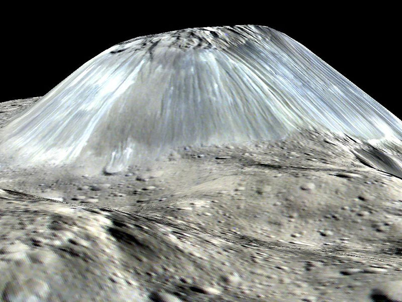 Computer generated view of mountain on Ceres.