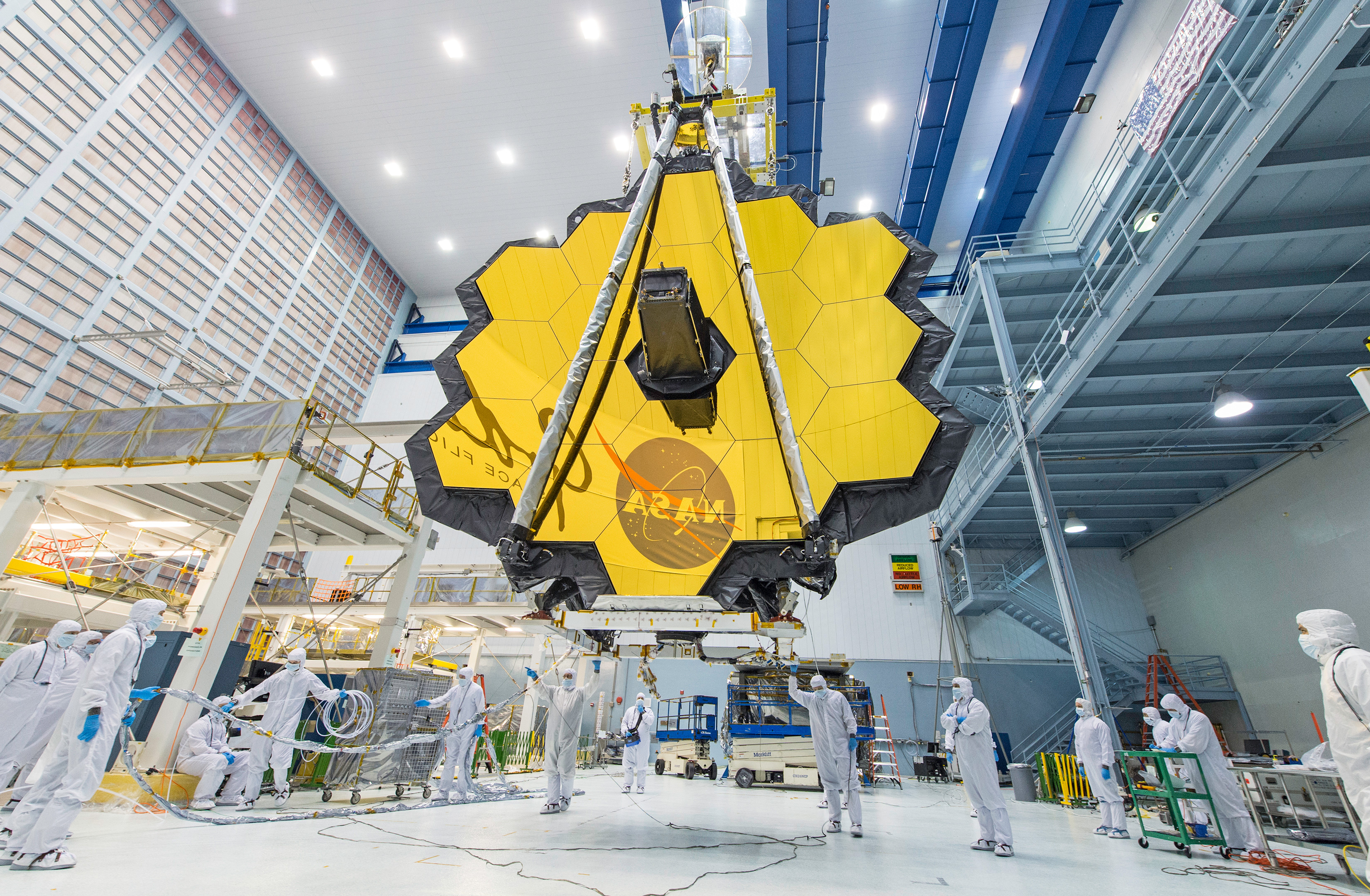 Webb telescope in the cleanroom.