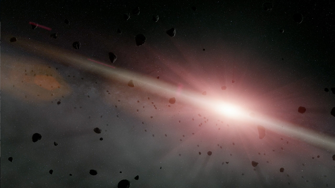 Artist's concept of asteroids far from the Sun