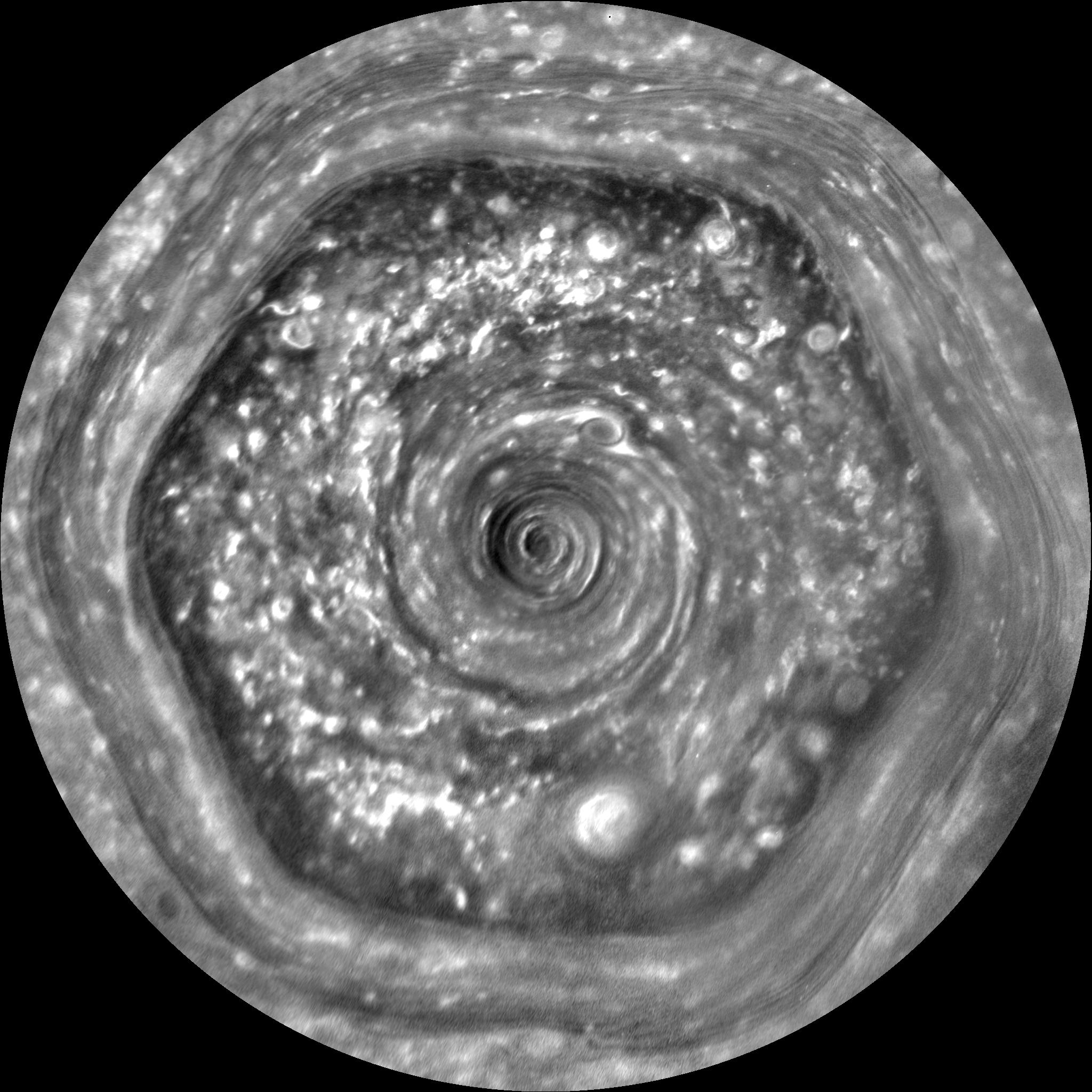 Saturn's Hexagon - Black and White