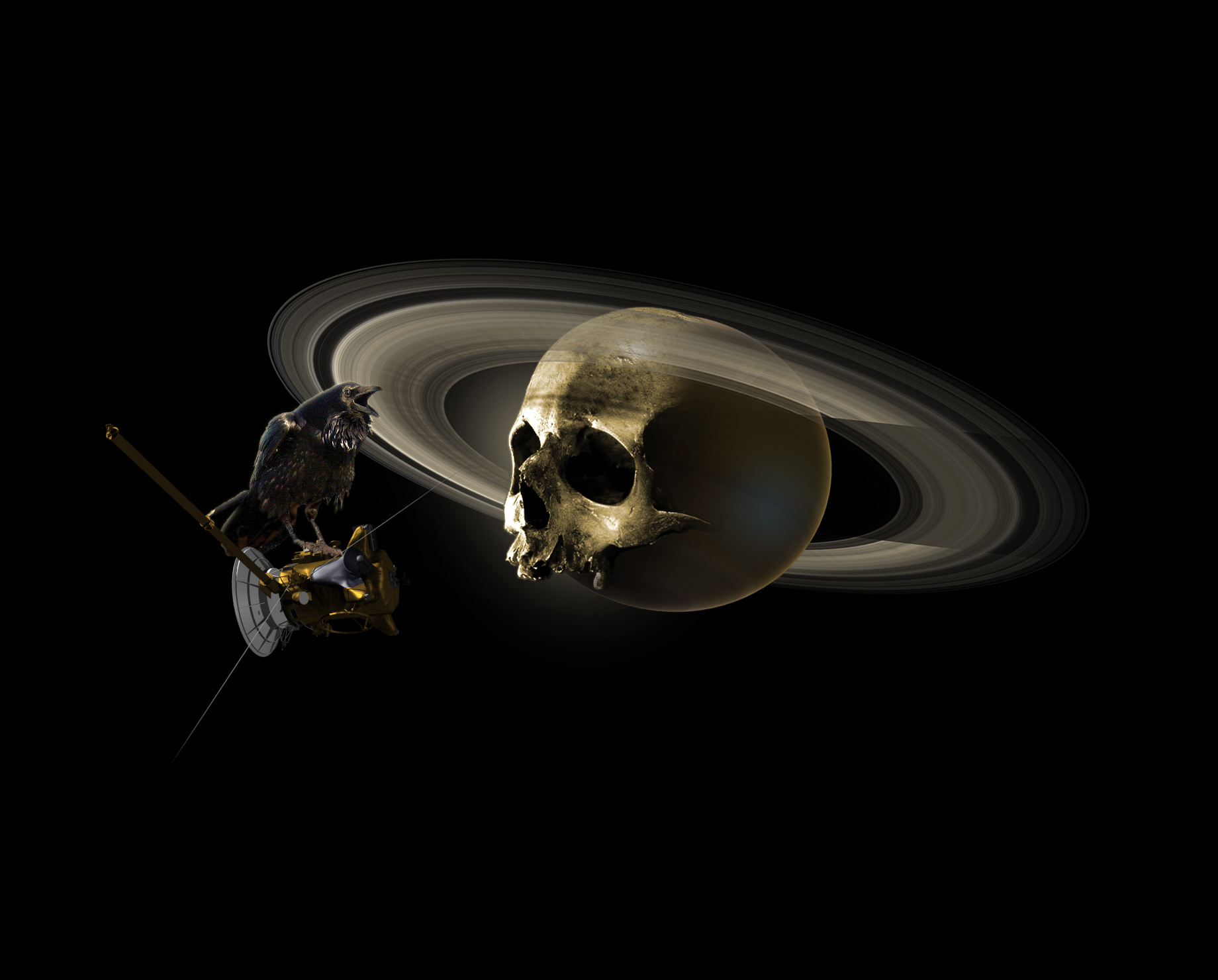 Illustration of Saturn as a skull.