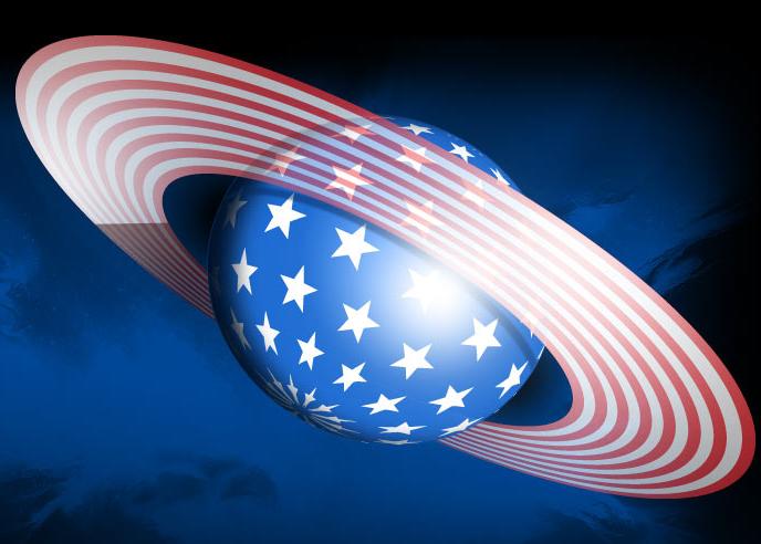Saturn decorated as an American Flag