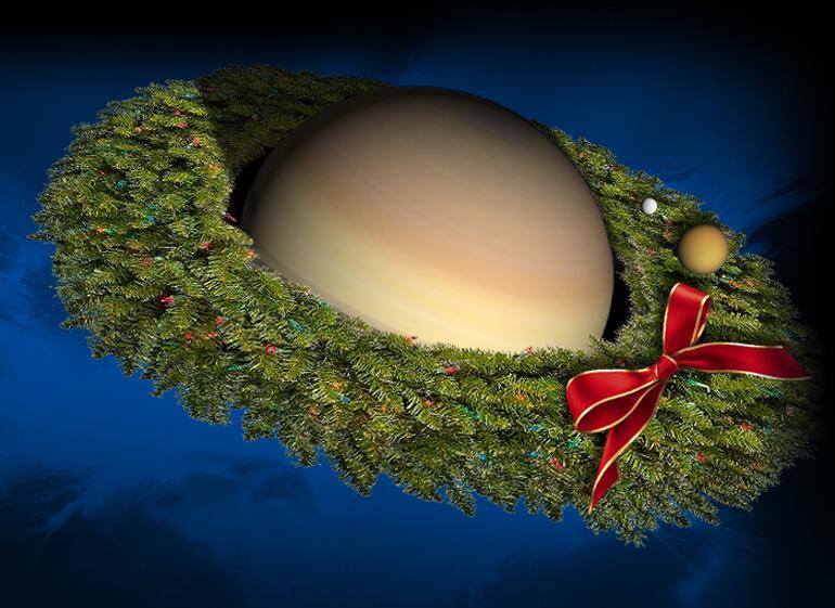 Illustration showing Saturn's rings as a wreath.