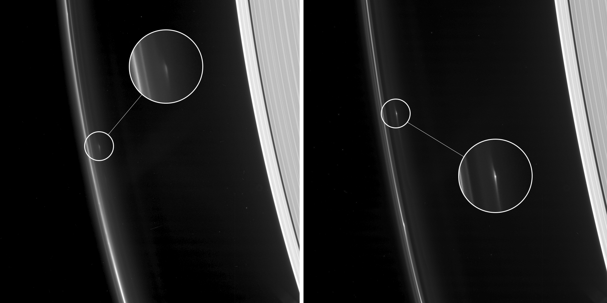 Objects in Saturn's F rings (annotated)