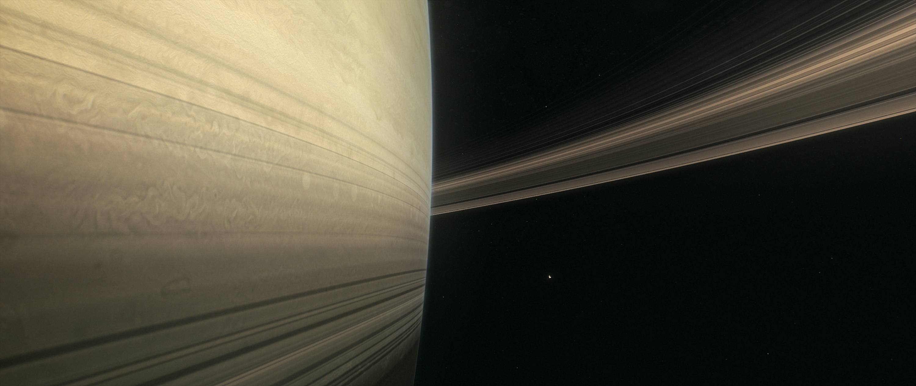 Illustration of the gap between Saturn and its rings.