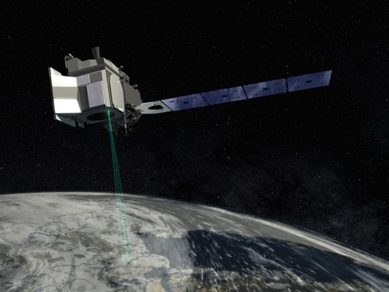 Illustration of ICESAt-2 over Earth.