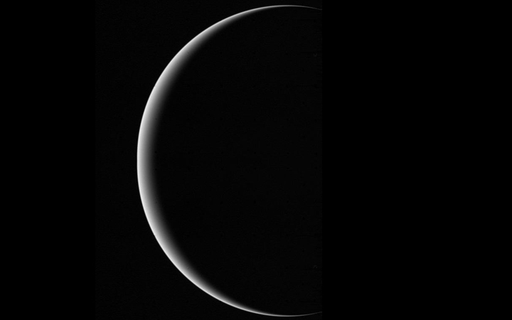 Neptune And Triton, Captured By Voyager On Its Way Out Of The