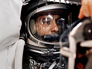 Alan Shepard in his Mercury capsule.