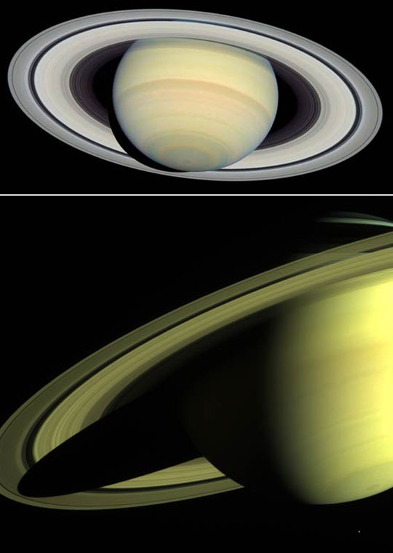 Images of Saturn taken from Cassini and Hubble