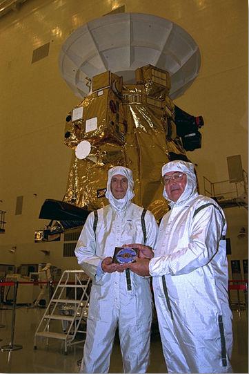 Charley Kohlhase (left), and Richard Spehalski, at KSC's Payload Hazardous Servicing Facility.