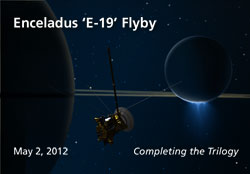 Artist's concept of the May 2, 2012, flyby of Enceladus.