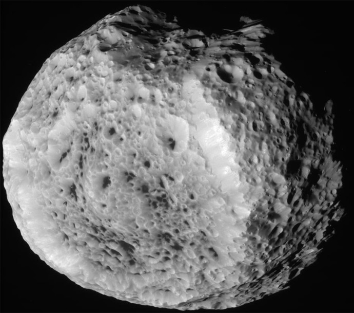 NASA's Cassini spacecraft obtained this unprocessed image of Saturn's moon Hyperion on Aug. 25, 2011.