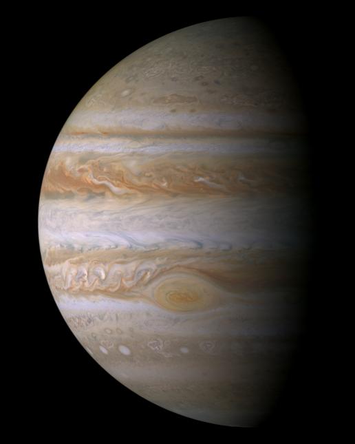 This true color mosaic of Jupiter was constructed from images taken by the narrow angle camera onboard NASA's Cassini spacecraft on December 29, 2000