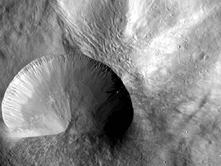 Layered young crater as imaged by NASA's Dawn spacecraft