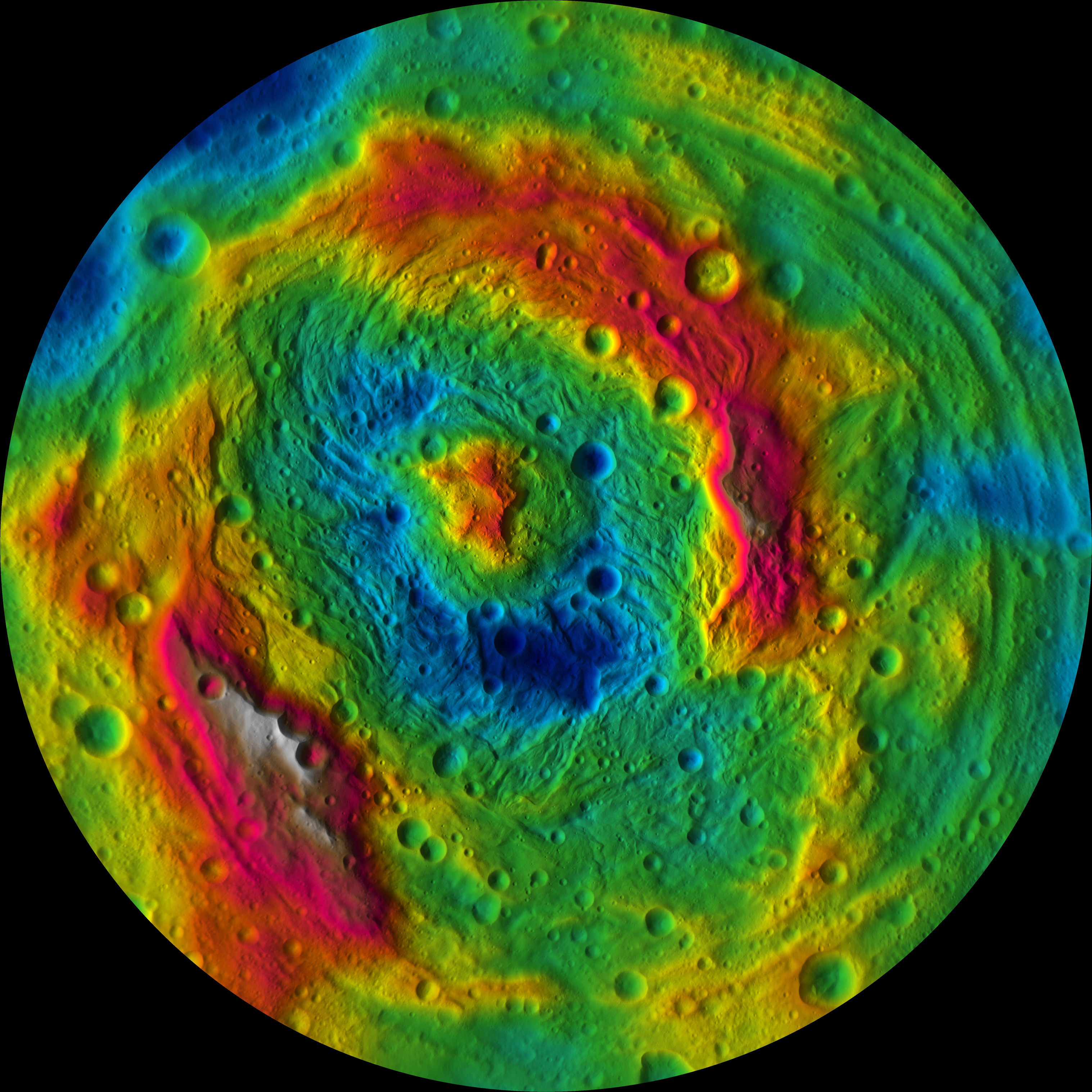 Color enhanced view of asteroid Vesta