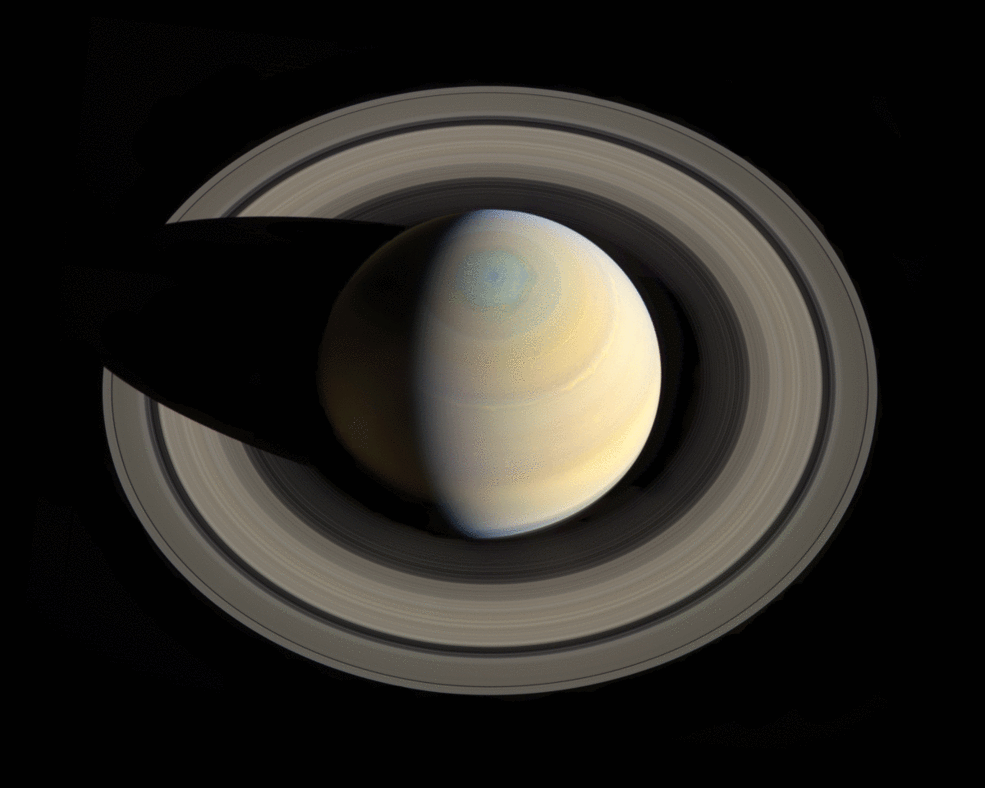 La impresión de un artista de cómo se verá Saturno en los próximos cien millones de años. Los anillos más internos desaparecen cuando llueven sobre el planeta primero, muy lentamente seguidos por los anillos exteriores. Créditos: NASA / Cassini / James O'Donoghue
