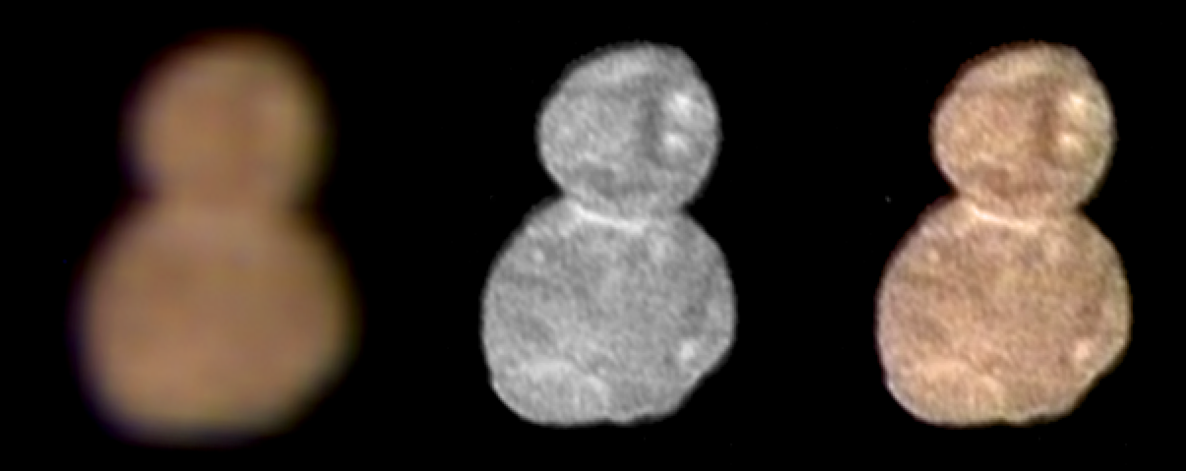 three views of the object, showing how color data was overlaid onto a higher resolution version to create a color view