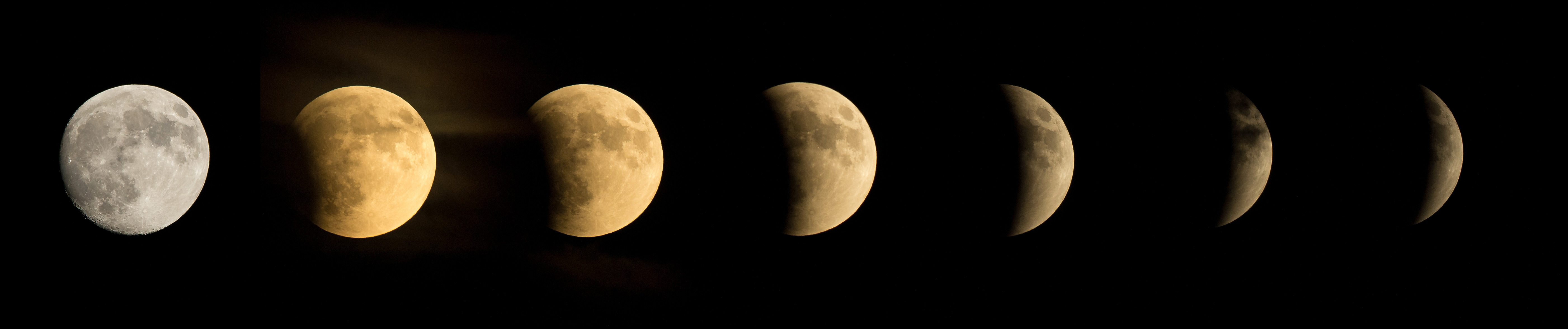 Серия фотографий, показывающих лунное затмение
