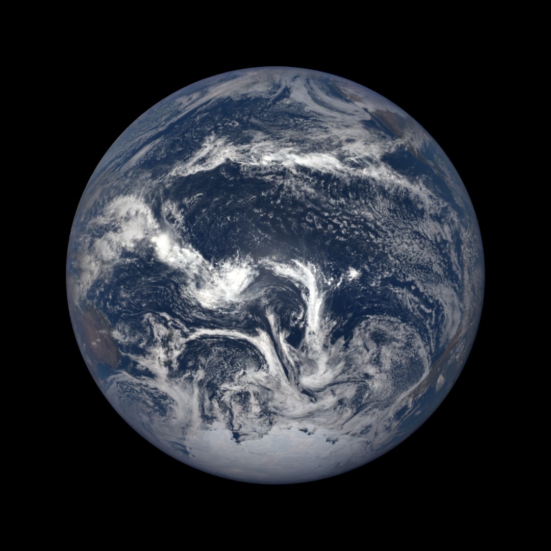 kleur full-disc weergeven van de Aarde vanuit de ruimte met de wolken en de oceaan