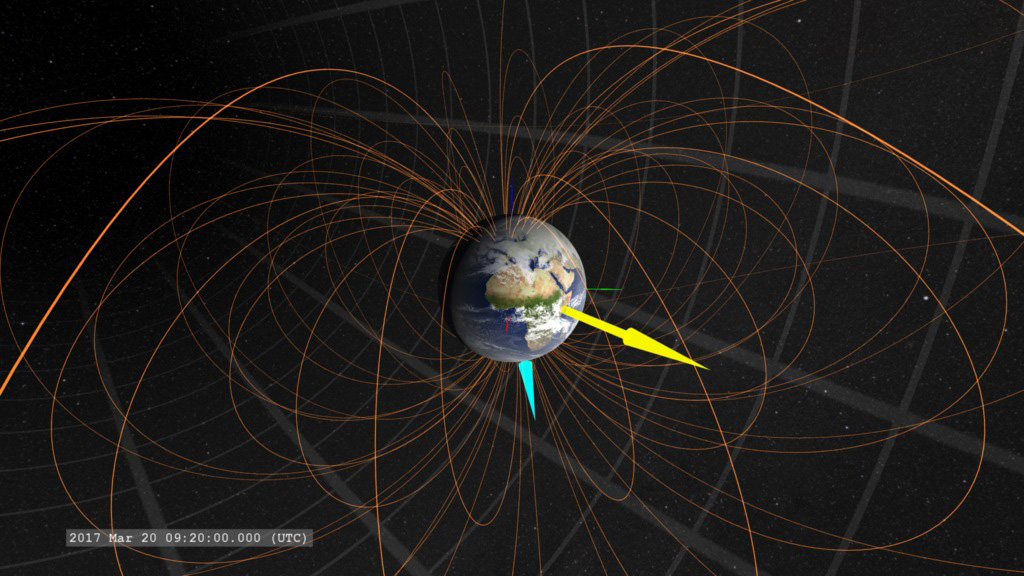 Visualization of Earth's magnetic field.