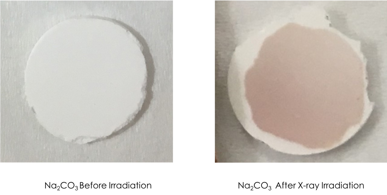 Image of salt-like substance darkening.