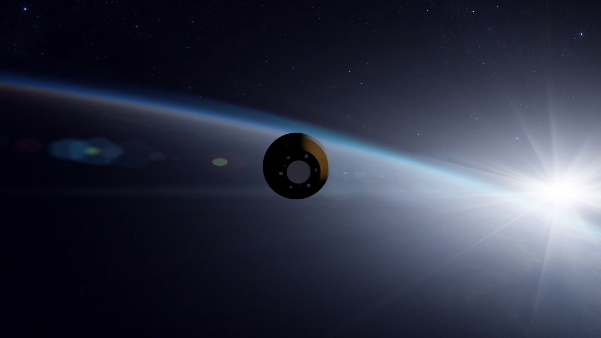 Sample capsule approaching Earth.