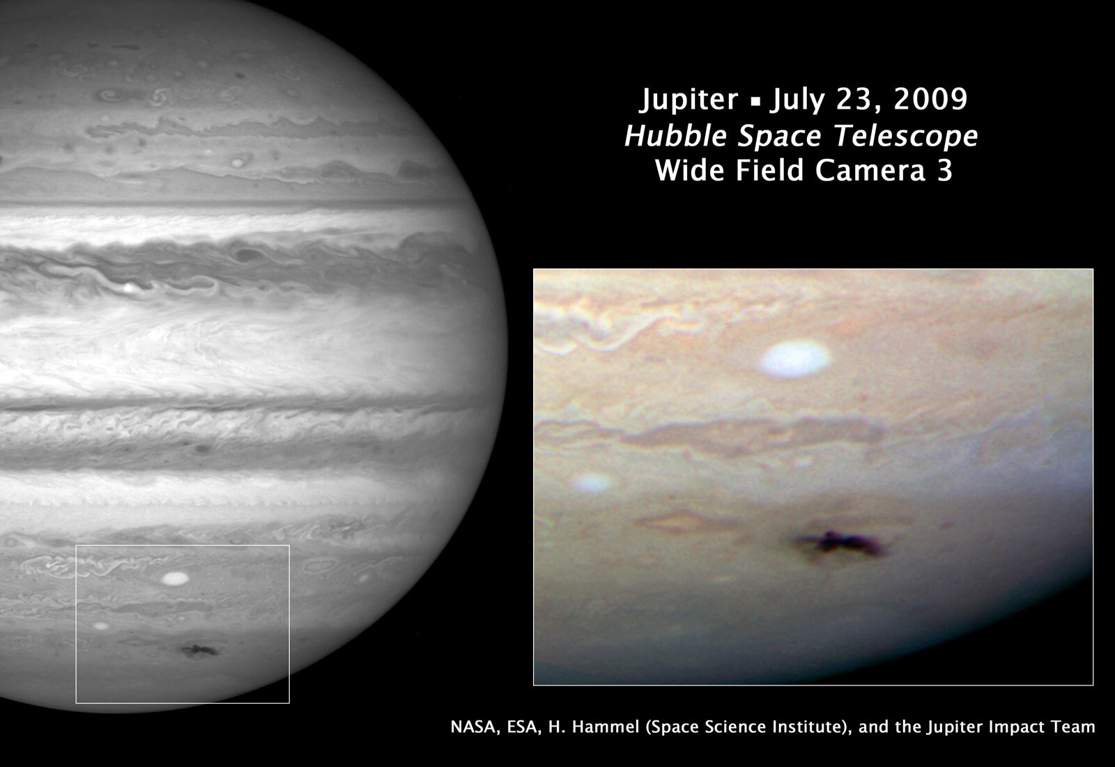Massive impact mark on Jupiter.