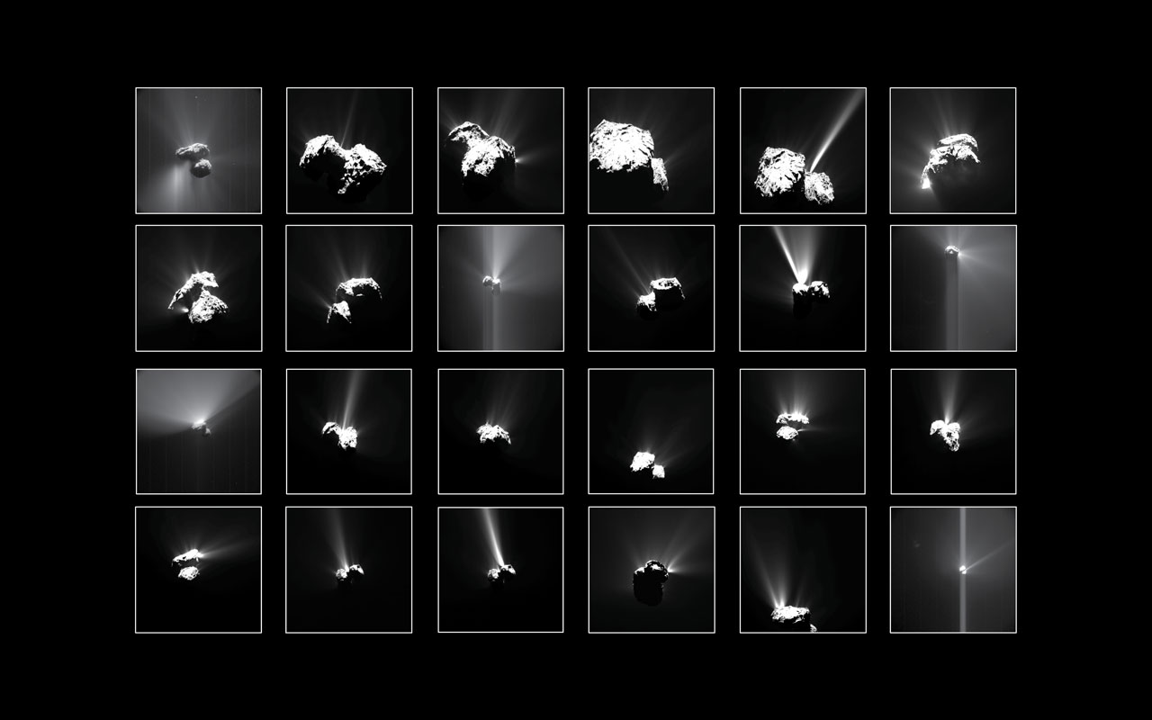 Series of images of jets erupting from a comet.