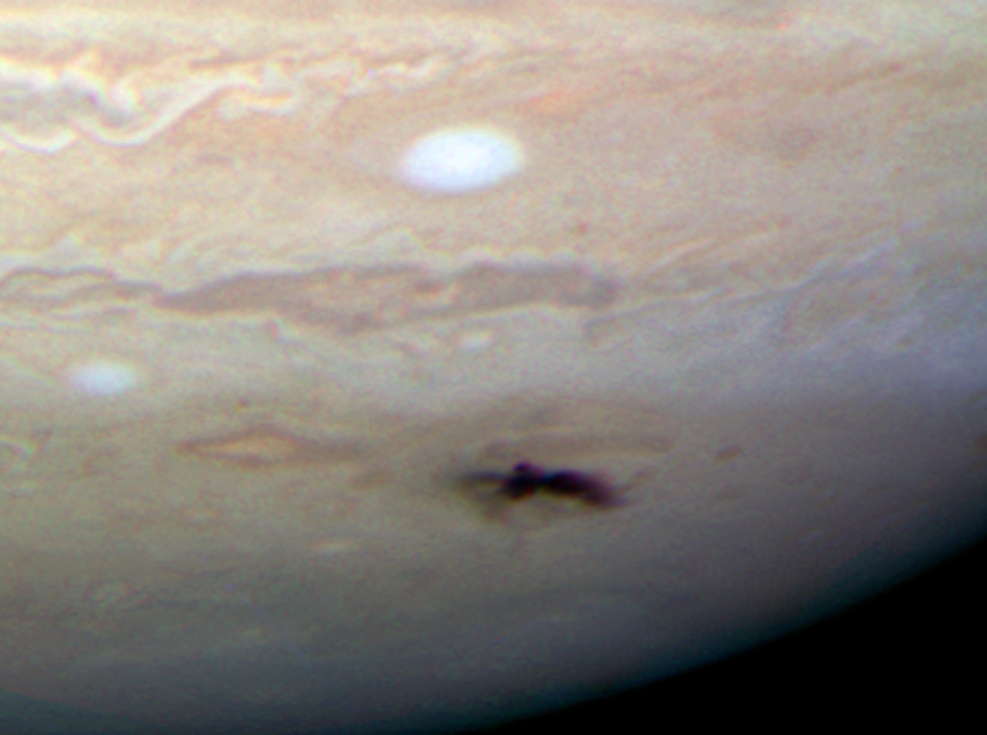 Impact Spot on Jupiter. Credit: <a href="http://www.nasa.gov/">NASA</a><span>, </span><a href="http://www.spacetelescope.org/">ESA</a><span>, H. Hammel (Space Science Institute, Boulder, Colo.), and the Jupiter Impact Team | &rsaquo; <a href="http://hubblesite.org/news_release/news/2009-23" target="_blank">Full image and caption</a></span>
