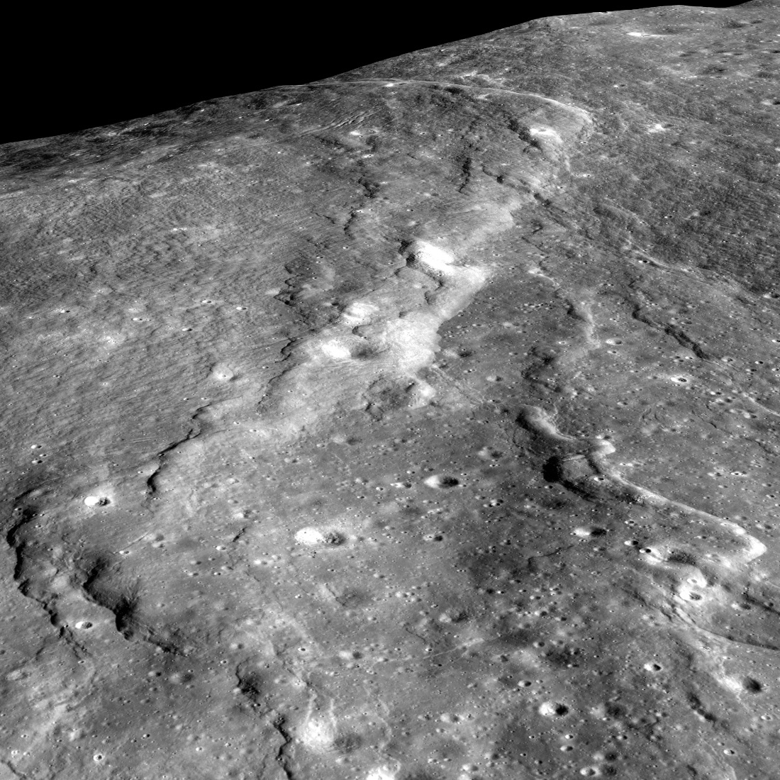 cliffs on gray lunar surface