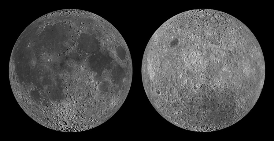 two hemispheric views of the moon