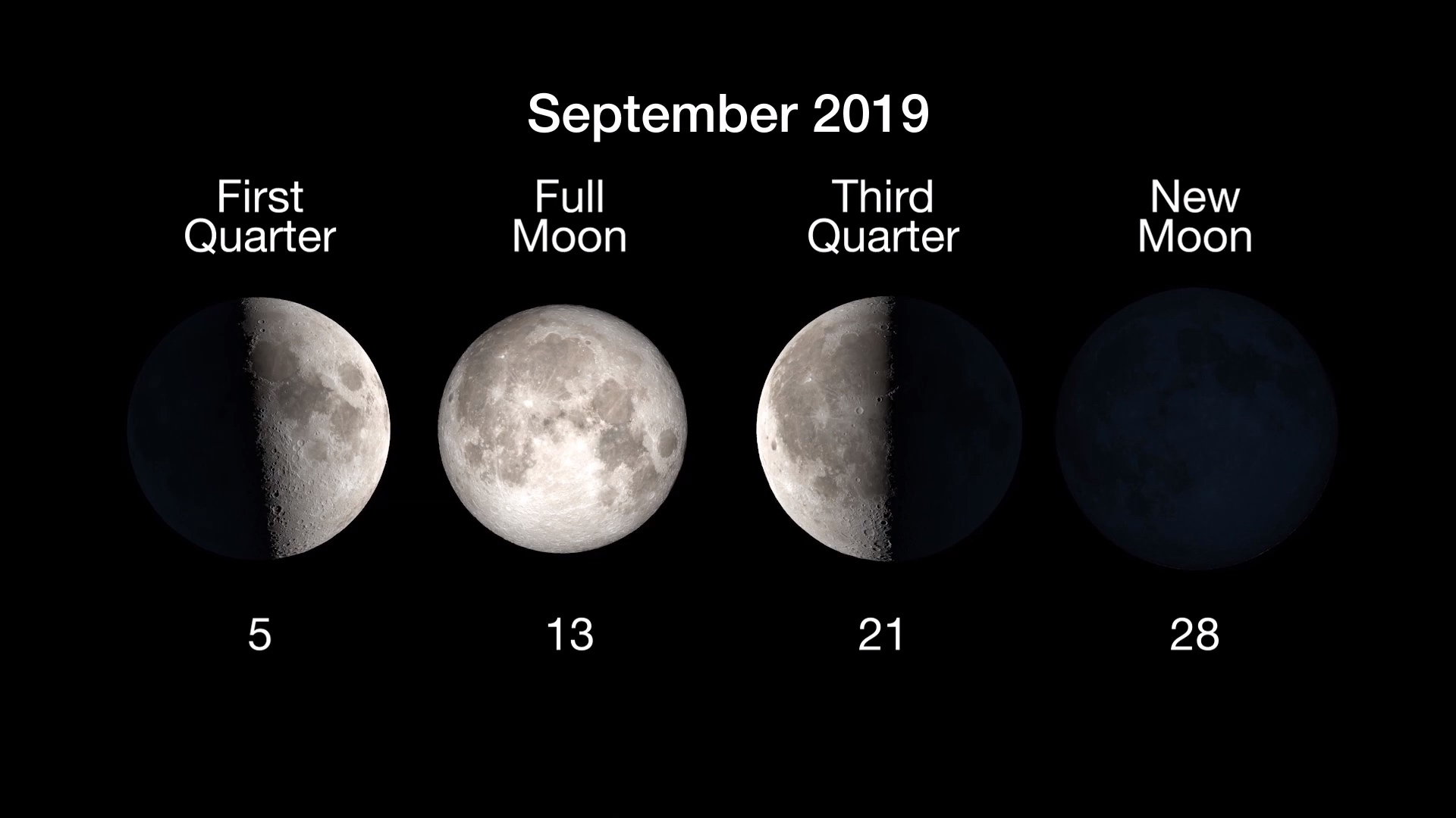 chart showing moon phases and dates