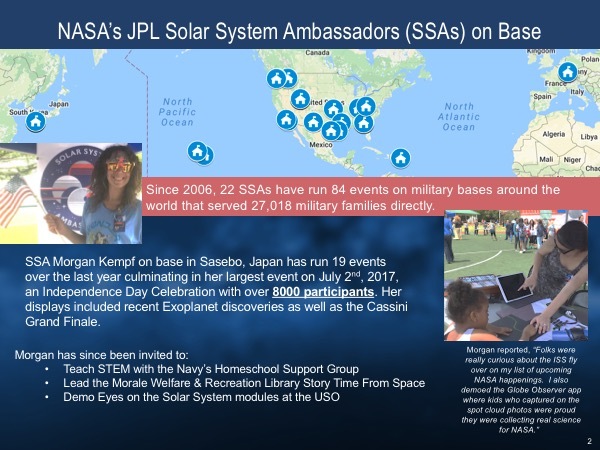 screenshot of slide titled NASA's JPL Solar System Ambassadors (SSAs) on Base