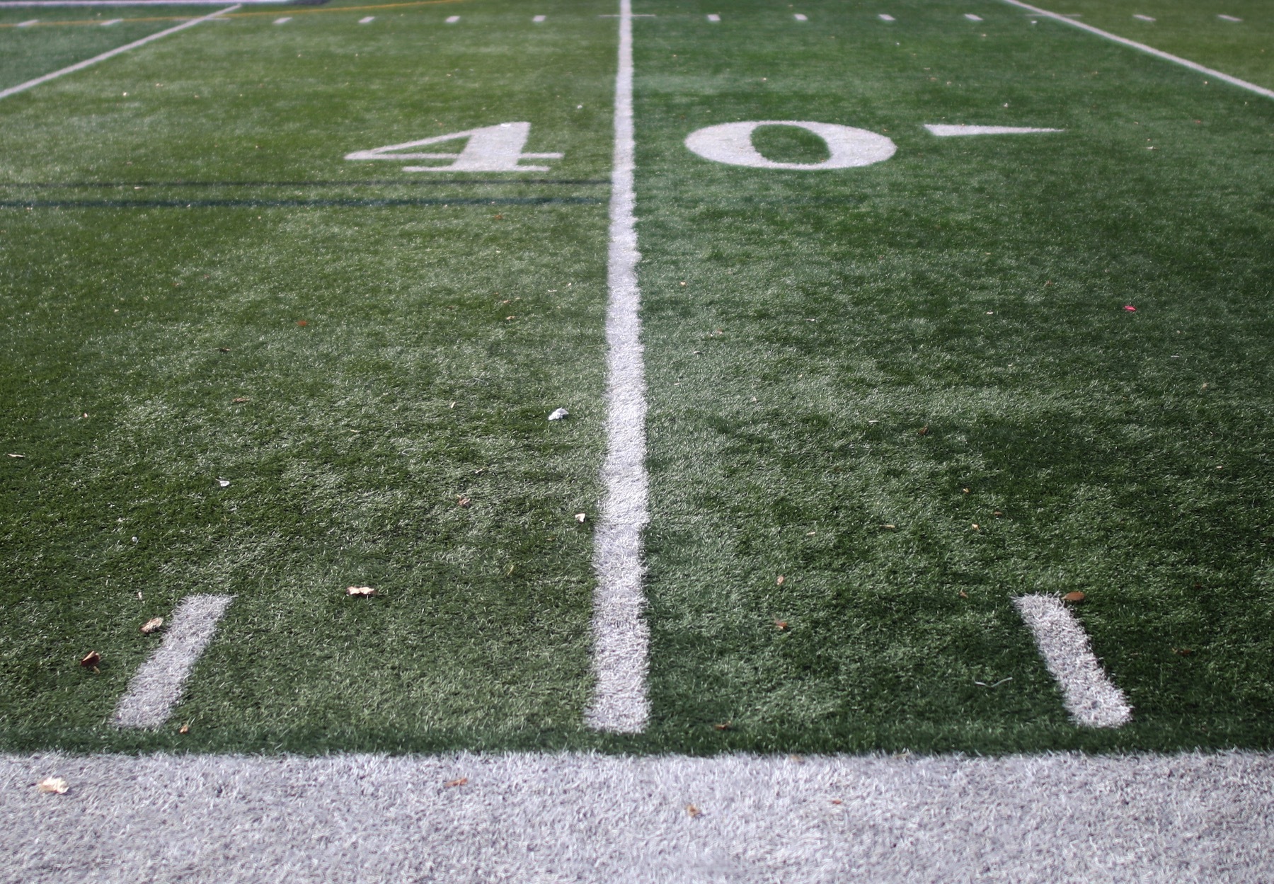 football field at opposing 40 yard line