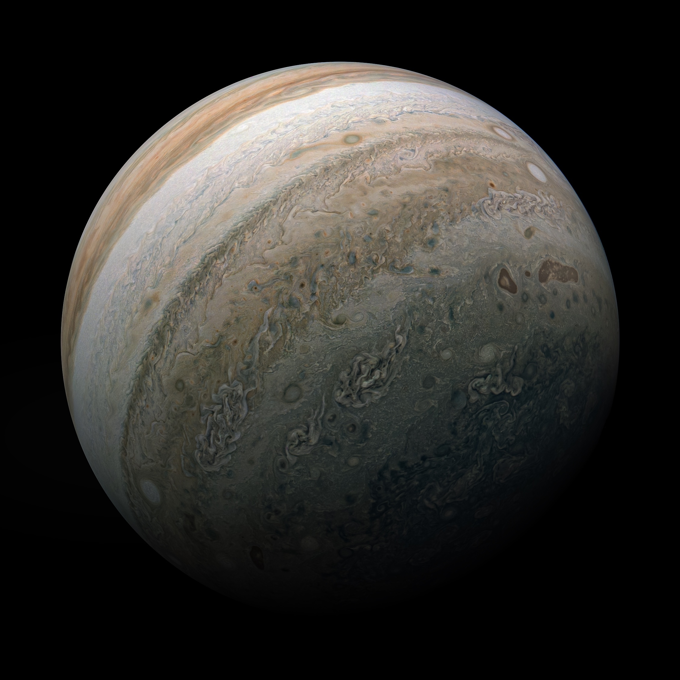 Jupiter against black background of space
