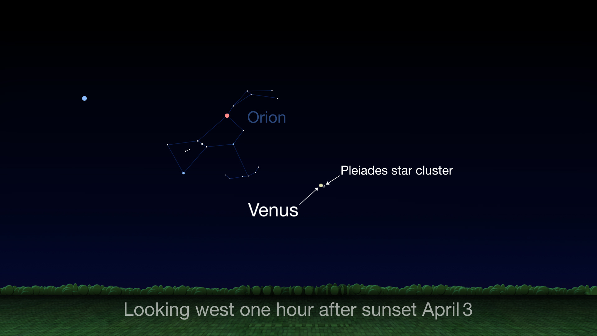 Chart showing position of Venus to the west after Sunset on April 3.