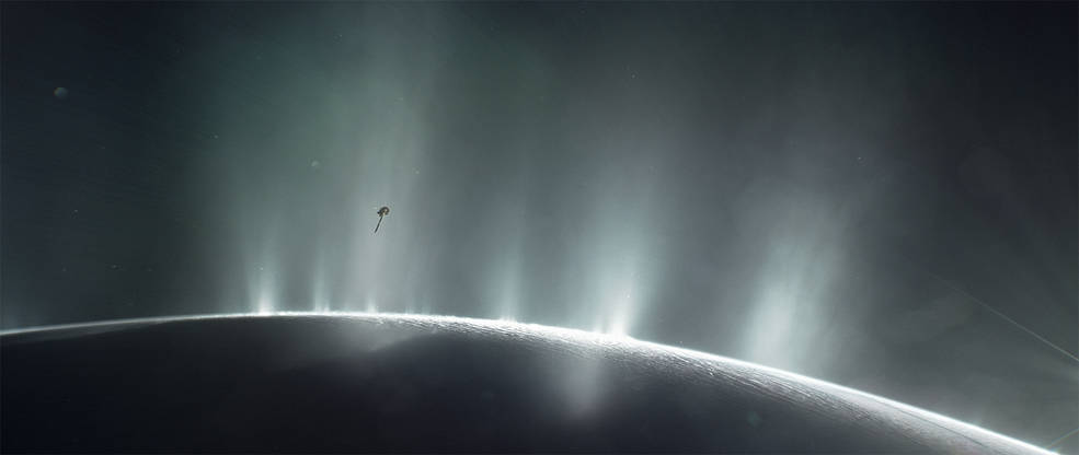 Illustration of Enceladus plumes