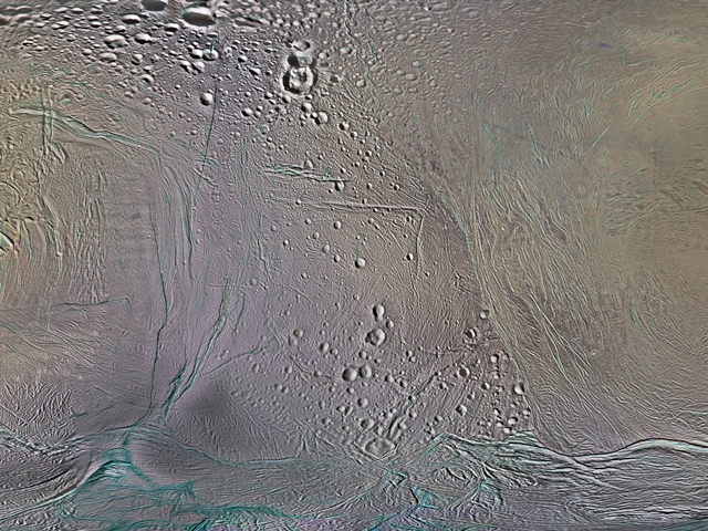 Close up image of Enceladus surface