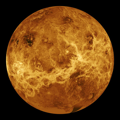 Radar image showing surface details about Venus