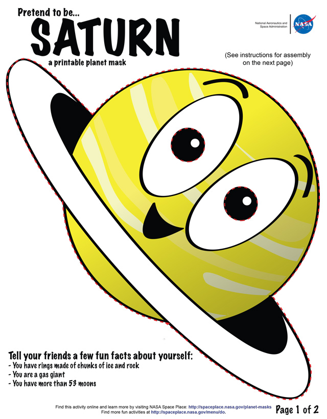 Image of a printout of the Saturn mask activity