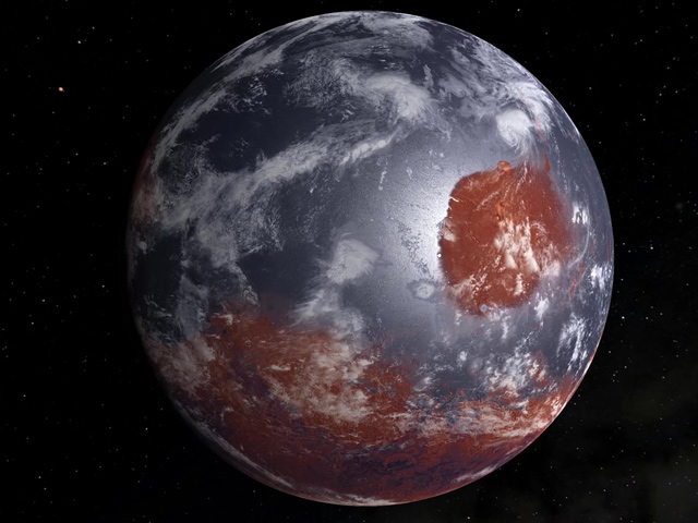artist's model of an early Mars